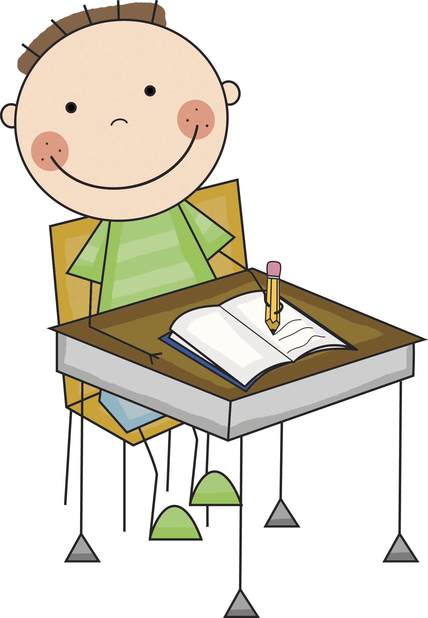 Students working at table clipart