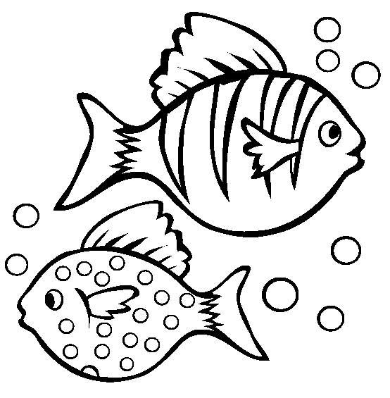 Tropical fish black and white clipart