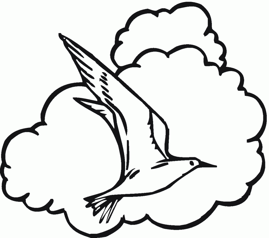 Flying bird in the sky clipart black and white