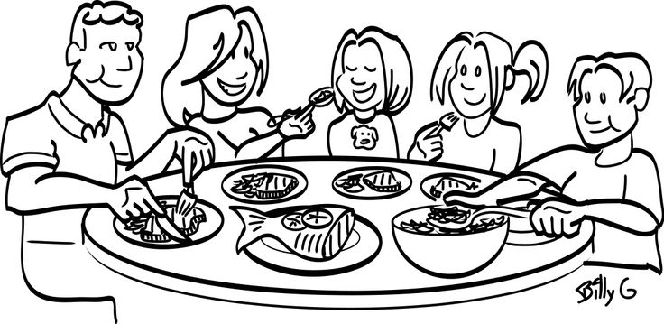 Eating lunch clipart black and white