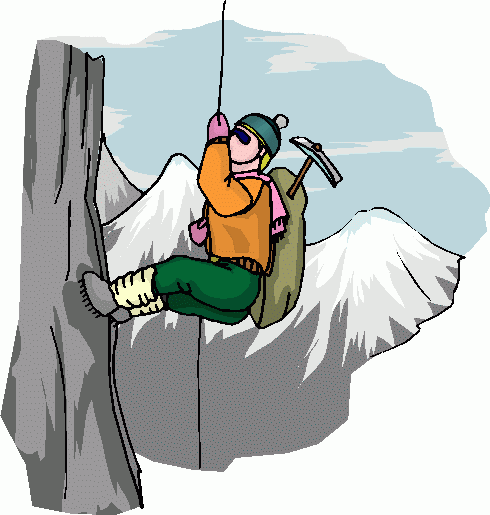 Person climbing mountain clipart