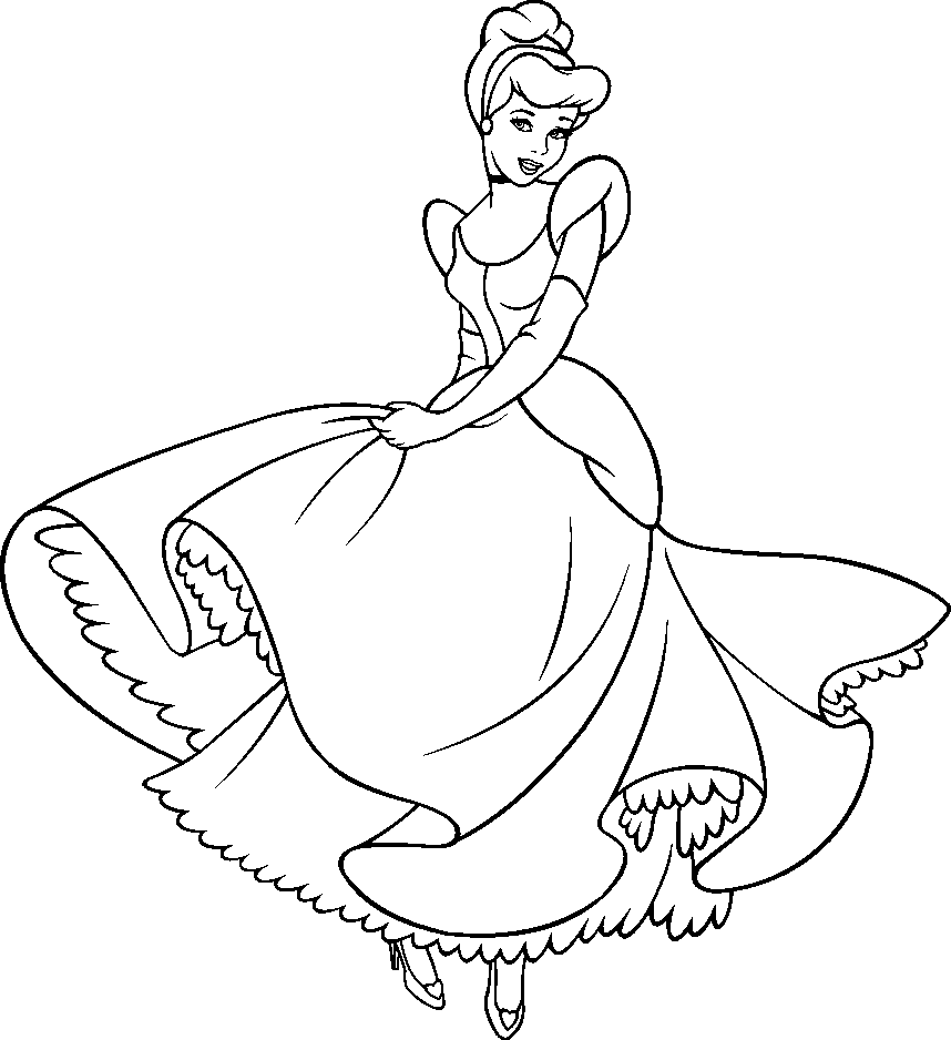 Cinderella clipart black and white