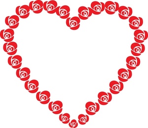 Red roses and hearts clipart