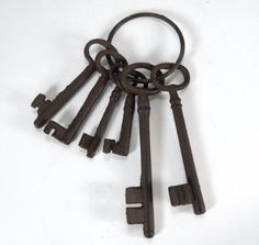 Stock Image of Brass vintage jail keys