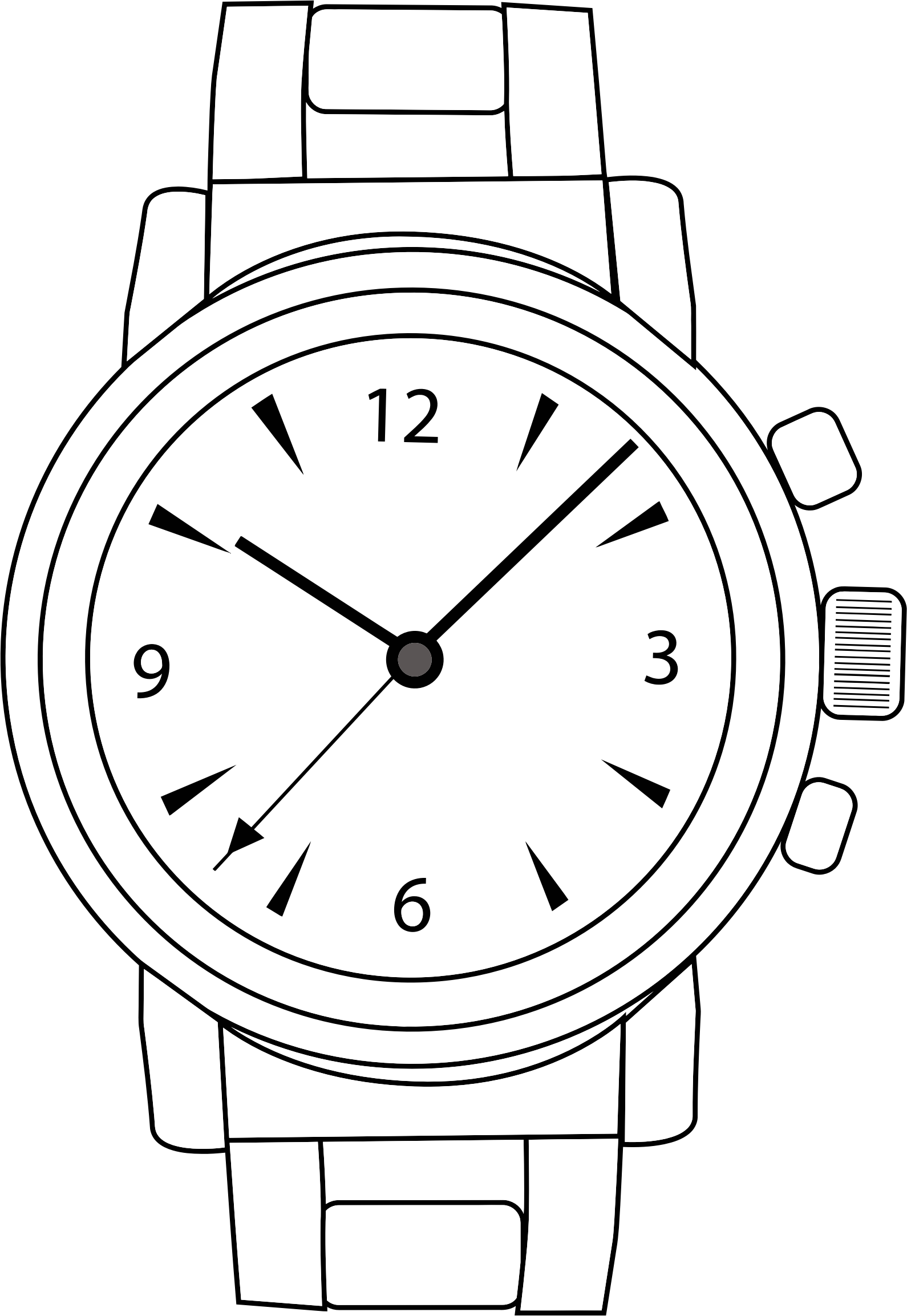 wrist watch clipart black and white sun