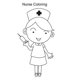 Clipart nurse black and white