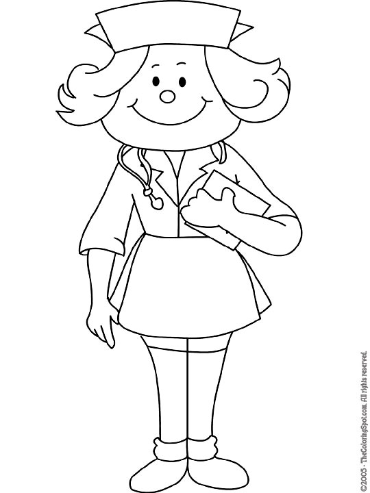 nurse black and white clipart