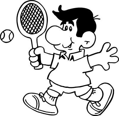 Tennis player clipart black and white