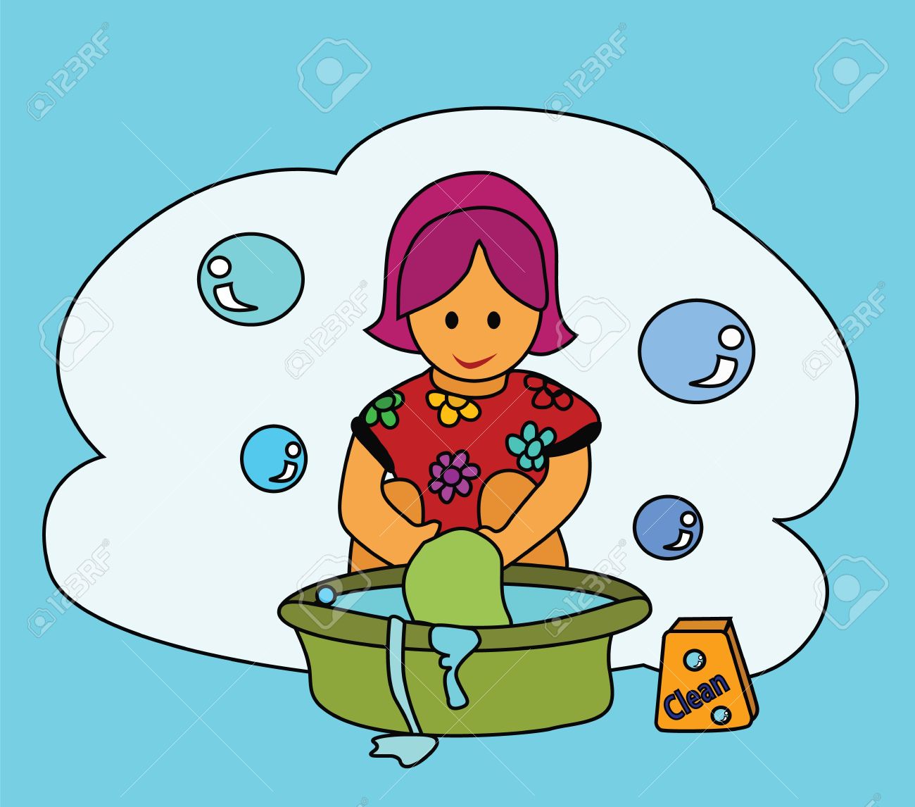 Uses of water for washing clothes clipart