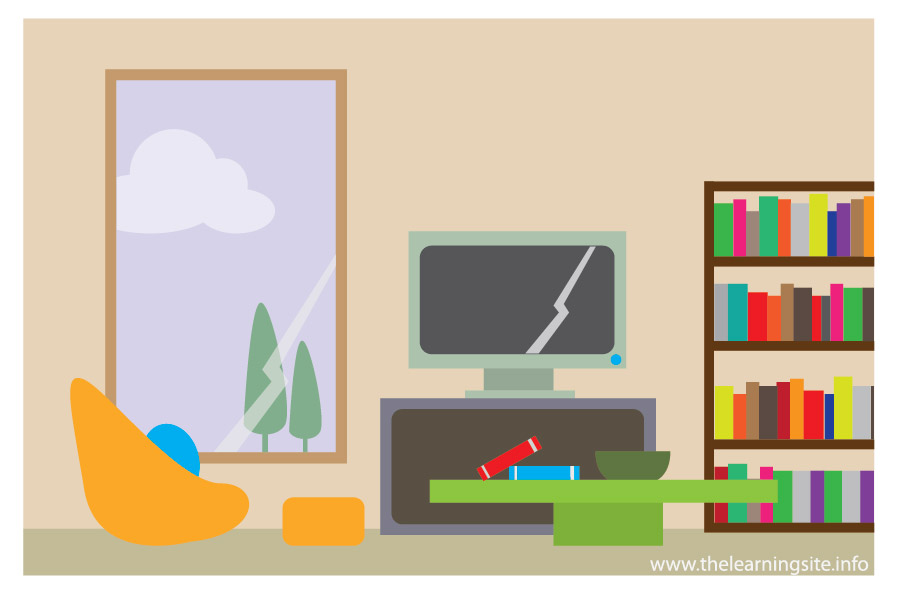 living room with tv clipart