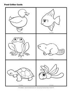 Pond animals clipart black and white