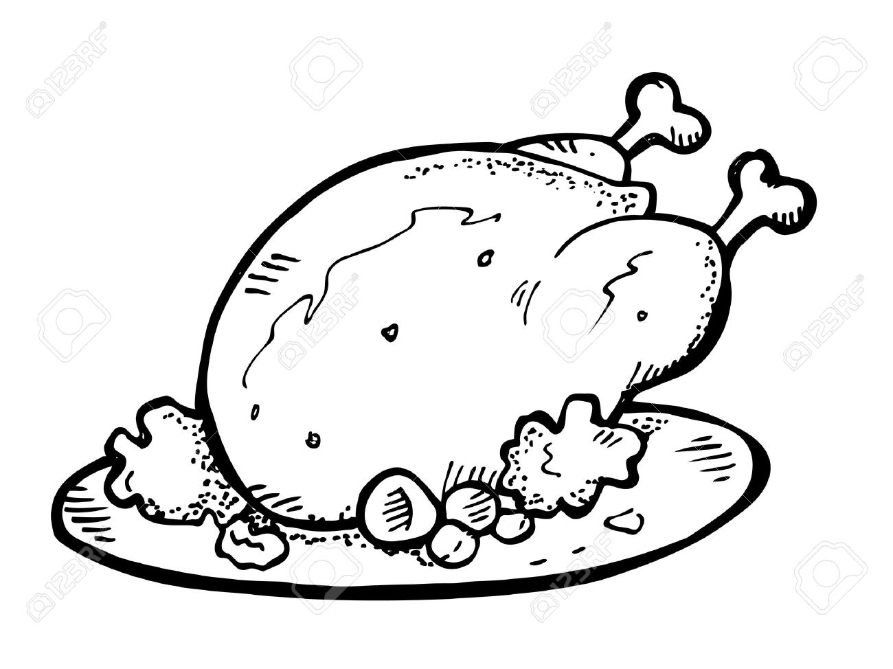 roast chicken clipart black and white car