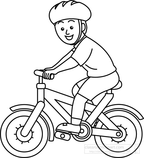 Riding bicycle black and white clip art