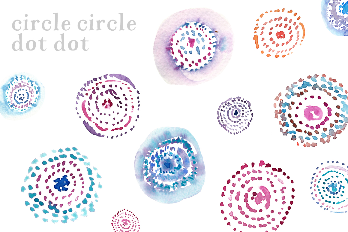 Watercolor Dotted Circles Clip Art