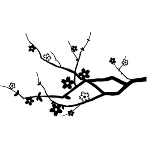 Cherry blossom clipart black and white