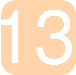 Orange, Rounded, Square With Number 13 Clip Art
