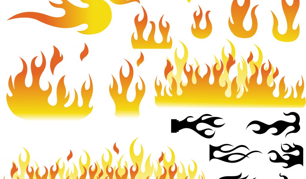 Free flame border black and white clipart