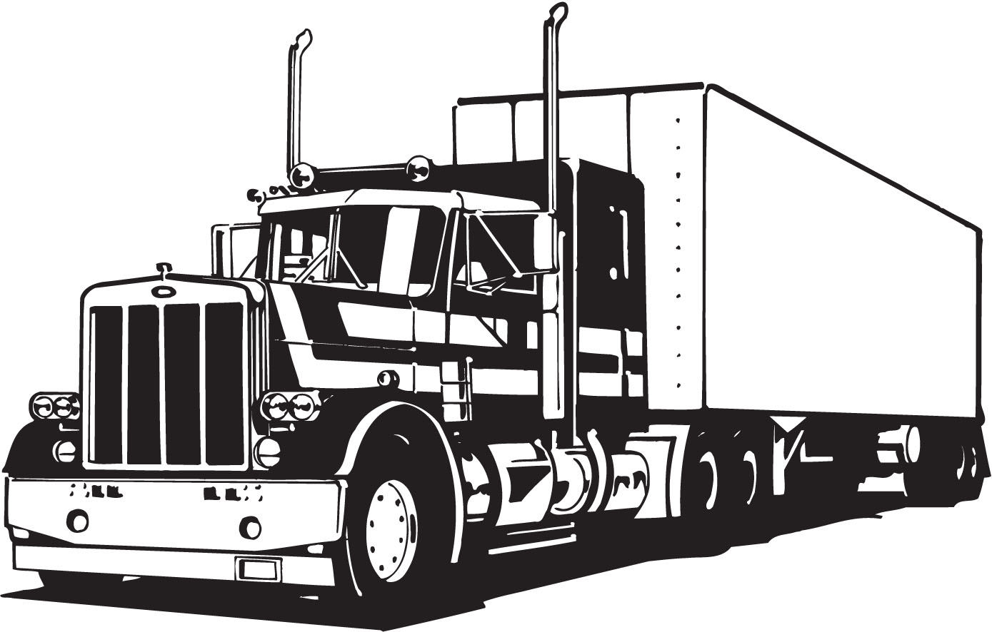 Tractor trailer clipart flatbed silhouette