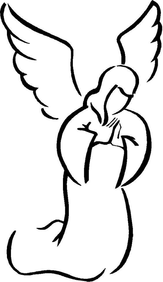 Young man angel wings clipart black and white