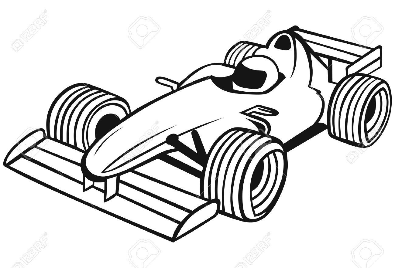 Race car line art clipart