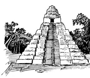 mayan temple drawing