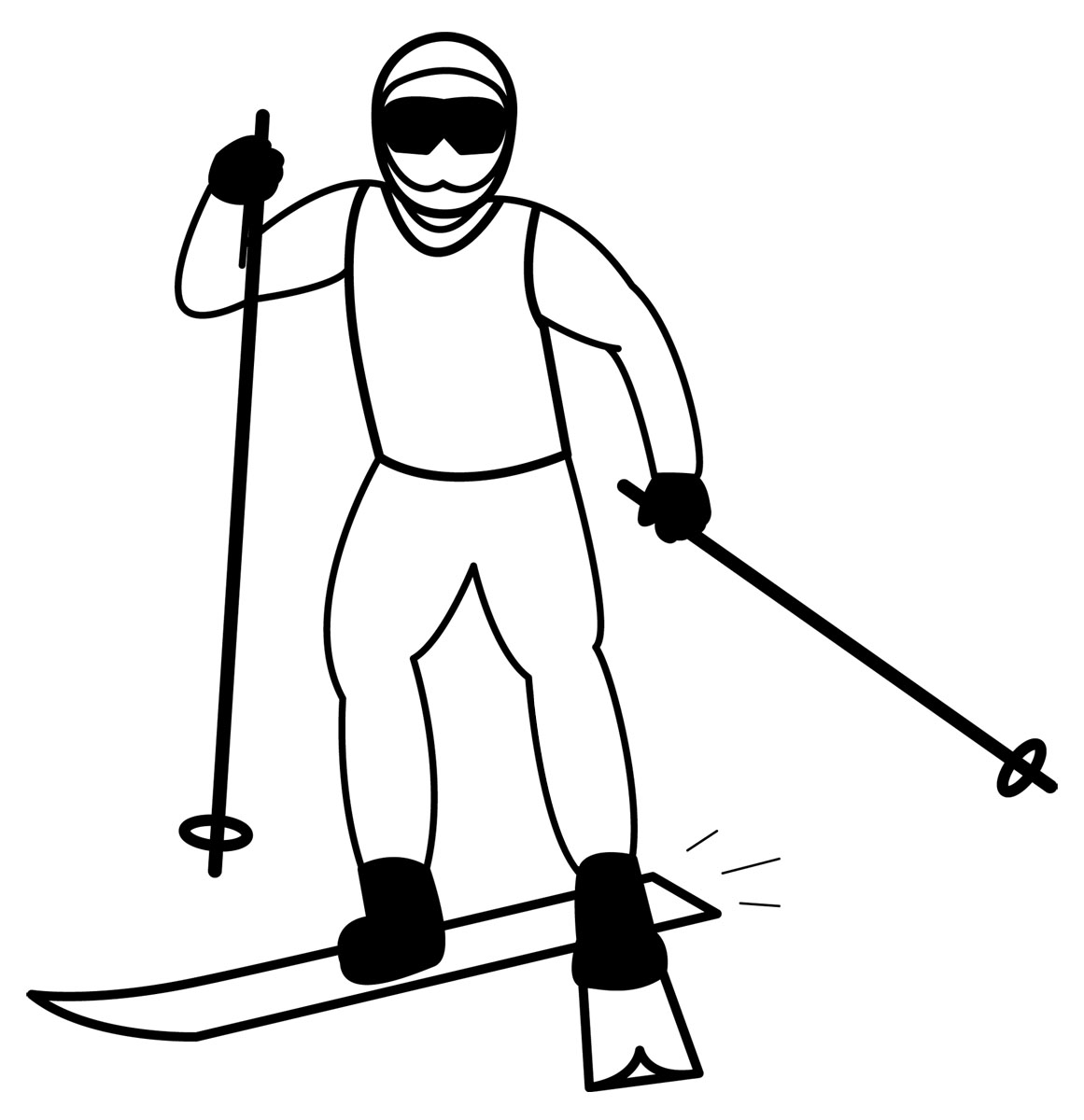 Ski clipart black and white