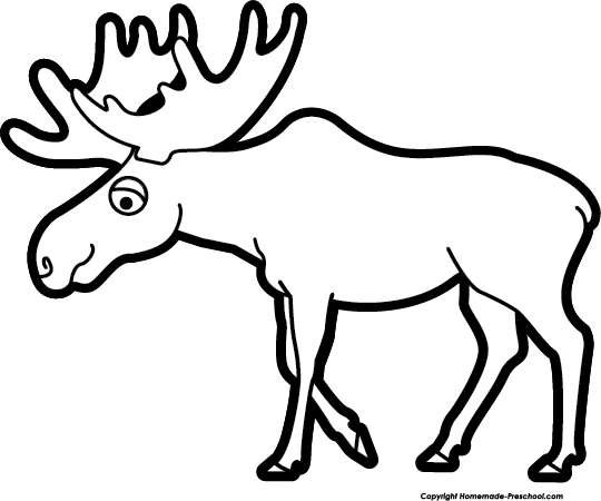 Cute moose clipart black and white