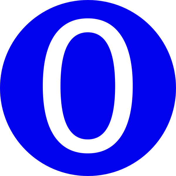 Blue, Rounded,with Number 0 Clip Art