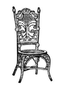vintage chair clip art, black and white clipart, antique chair