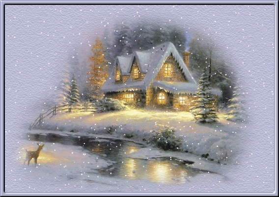 Snow Cabin Animated Clipart