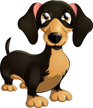 Clip Art of Cartoon Dachshund Dog