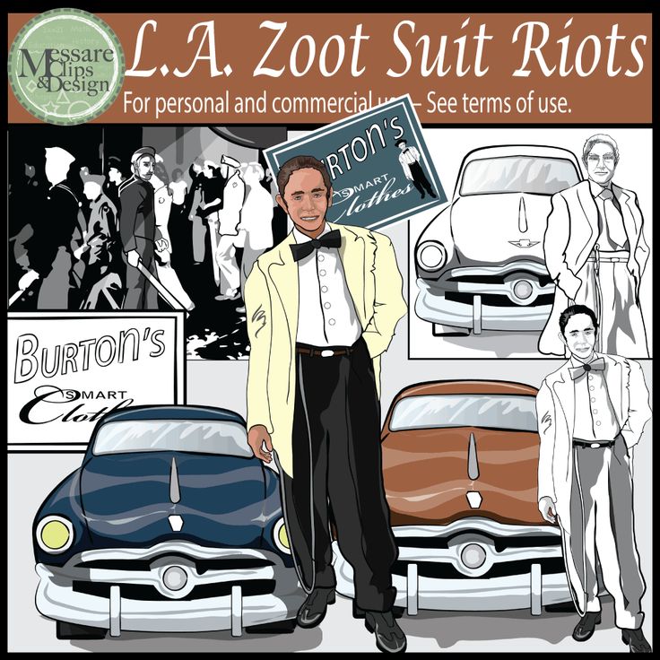 Clip Art for the Zoot Suit Riots, Los Angeles 1943. The Zoot Suit