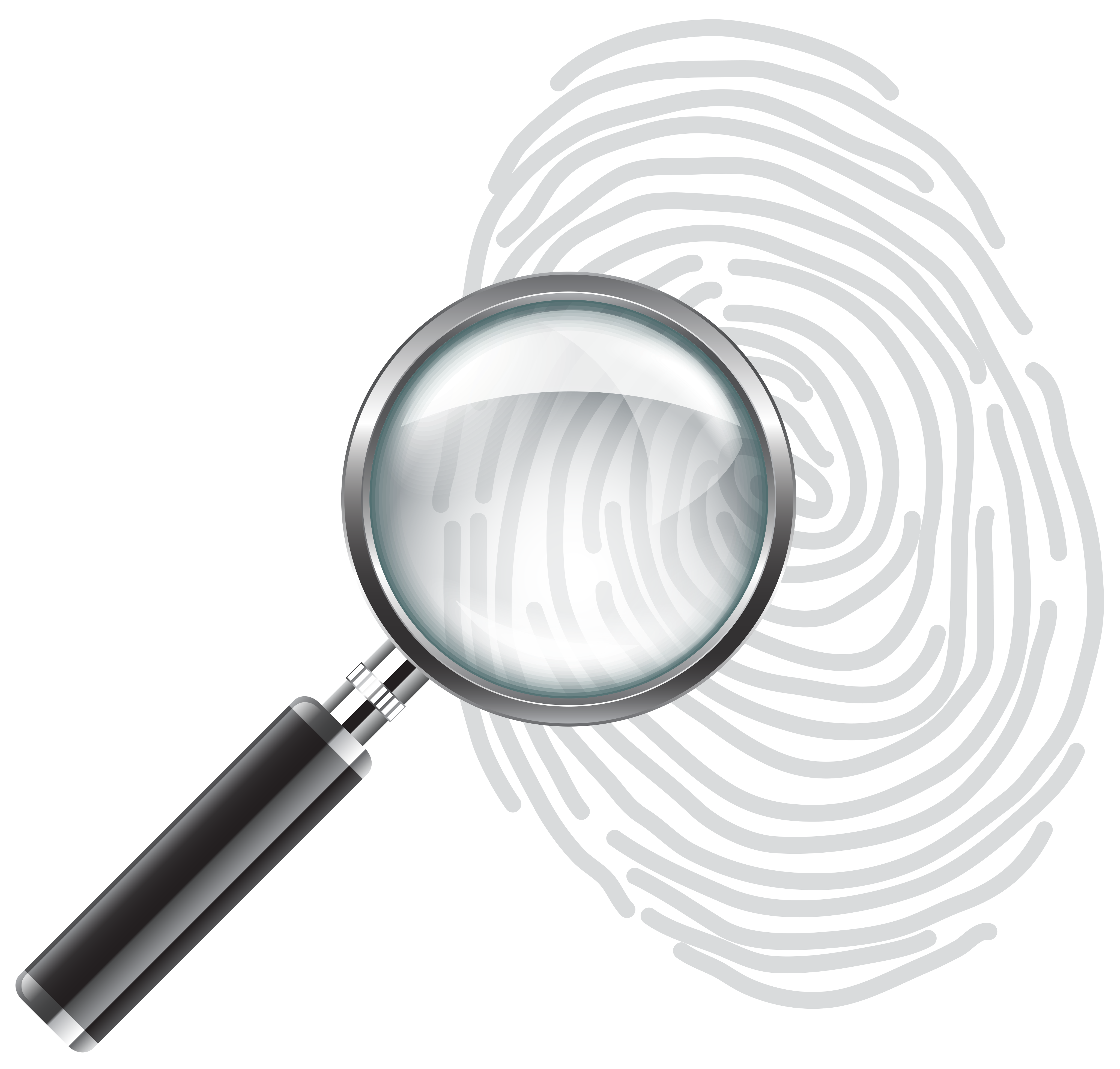 Magnifying Glass with Fingerprint PNG Clip Art Image