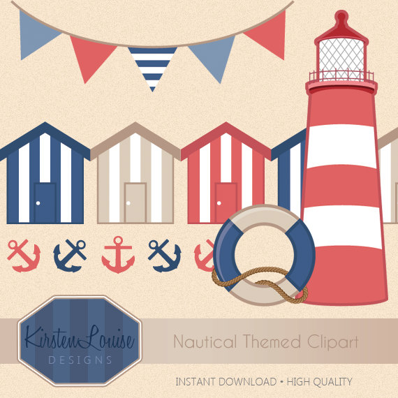 High Quality Nautical Clipart Seaside by KirstenLouiseDesign