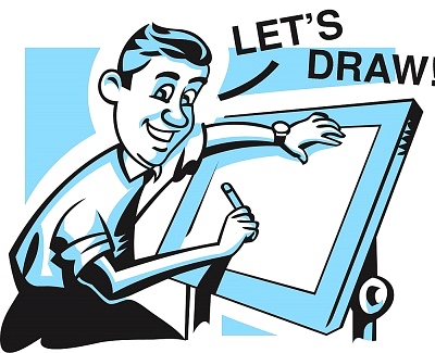 Man Drawing At Drafting Table