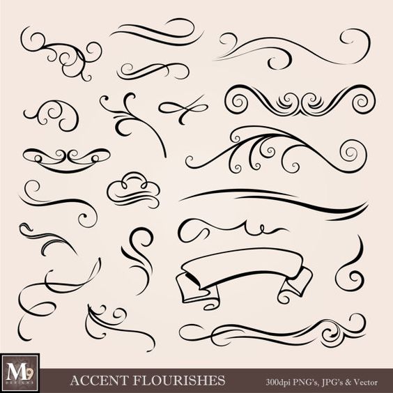 Accent FLOURISHES Clip Art: Design Elements, INSTANT DOWNLOAD