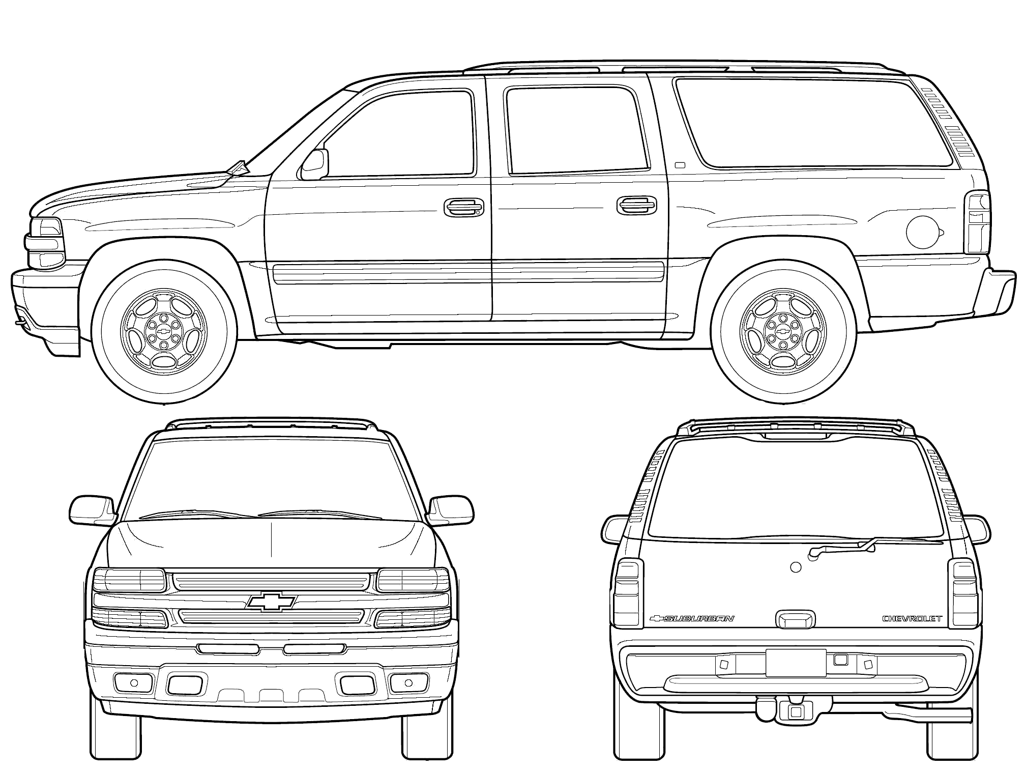 Coloring Chevy Pages Silverado Lifted Truck Cab Double Outline Drawings