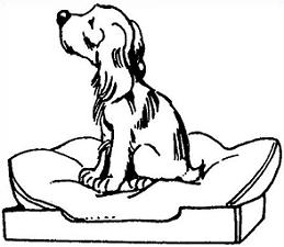 small dog in dog bed clipart