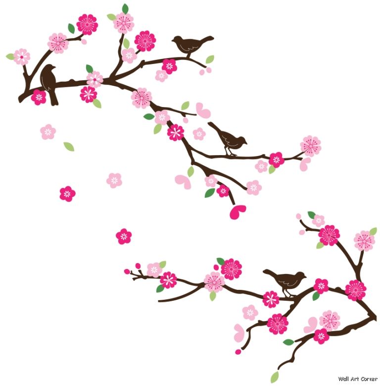 cherry blossoms cartoon background - Clip Art Library