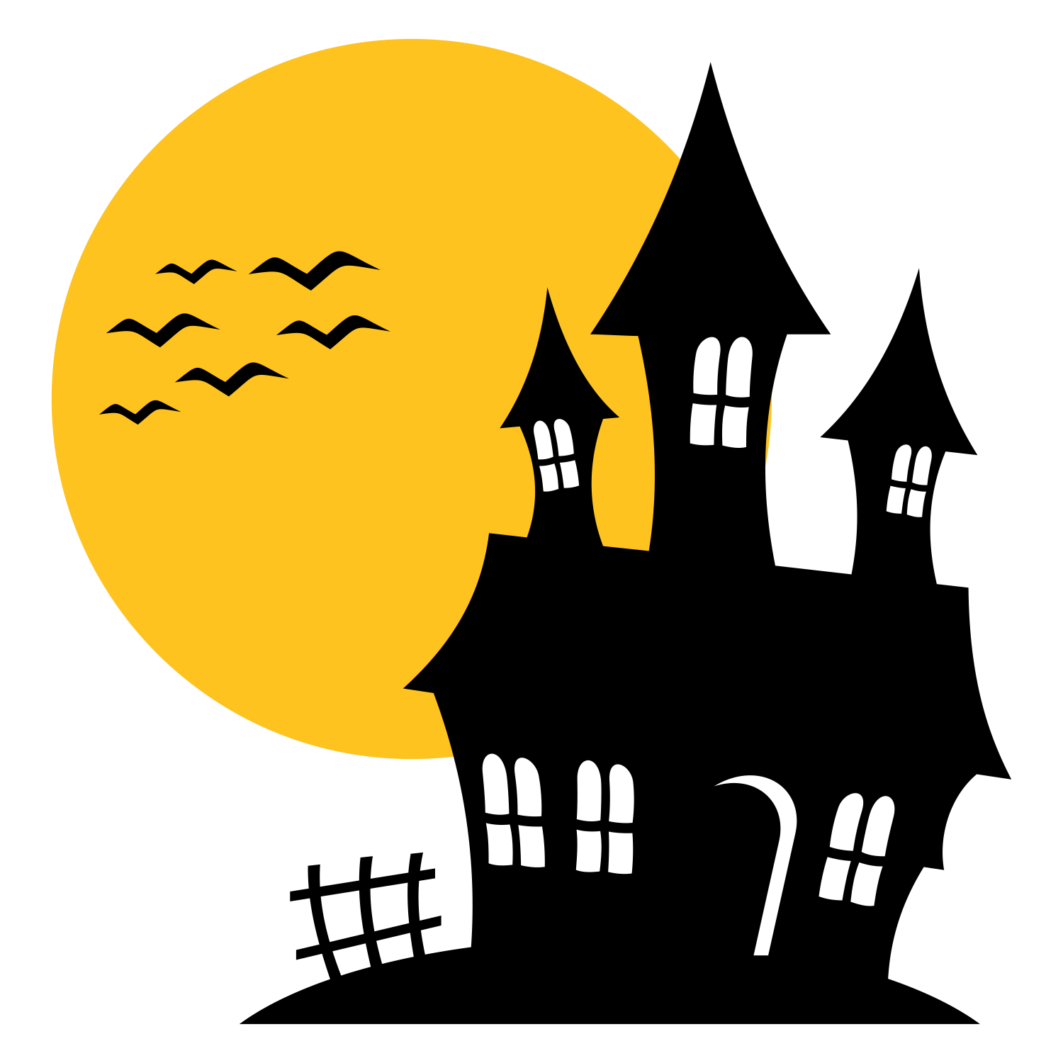 Halloween house silhouettes clipart