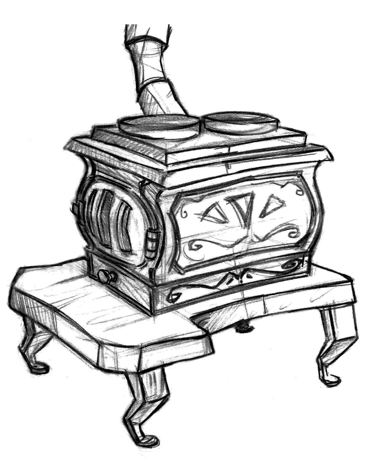 Stove Clipart Vintage Oven Clip Stoves Kitchen Drawing Graphics