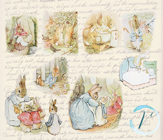 Vintage Clipart Beatrix Potter Peter Rabbit by VerdigrisStudios