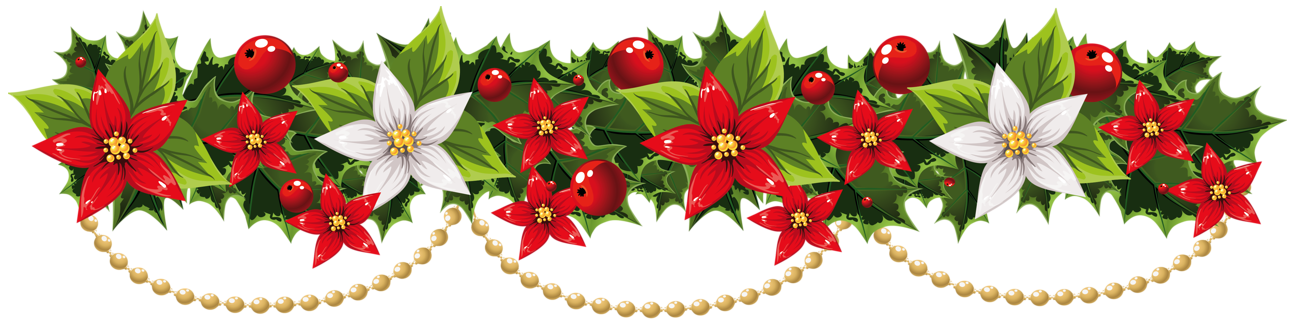 Transparent Christmas Mistletoe Garland with Pearls PNG Clipart