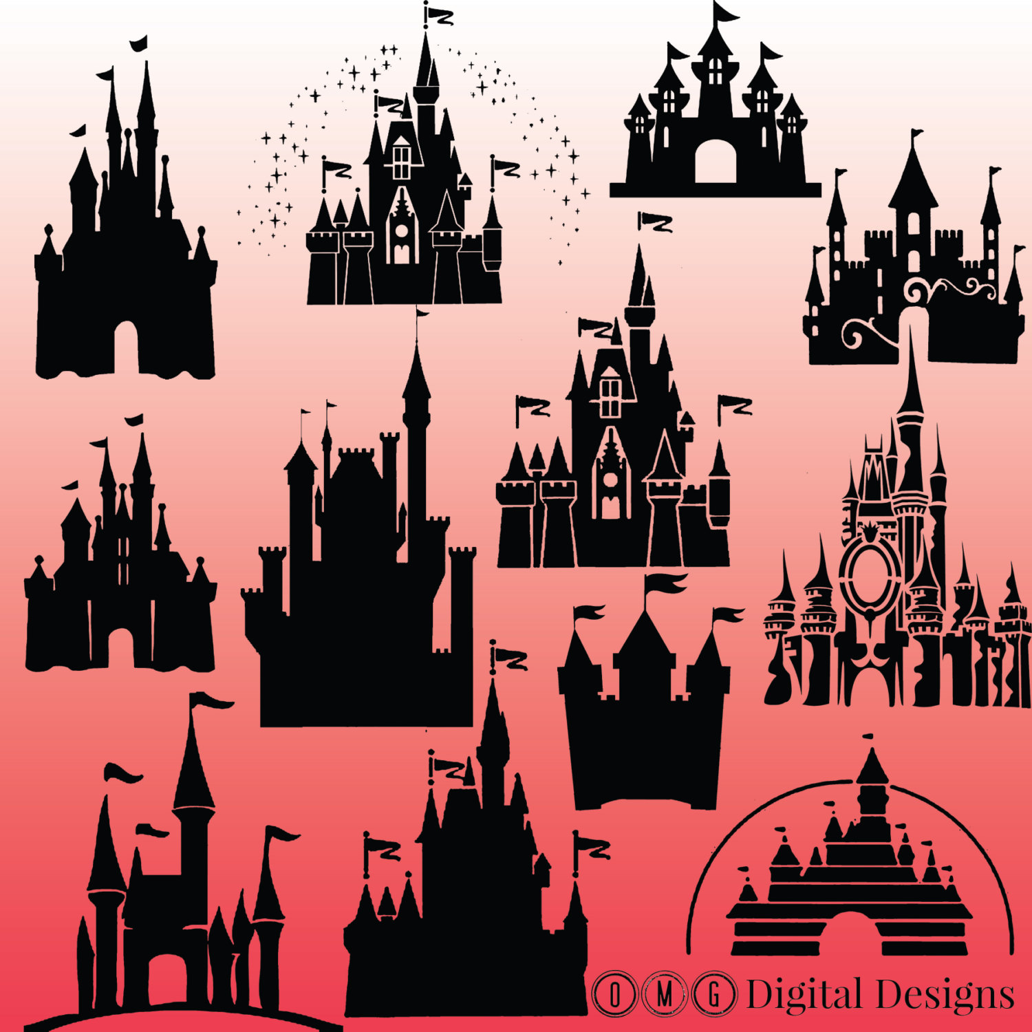 Disney castle silhouette clipart