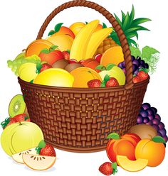 Fruit Basket PNG Vector Clipart