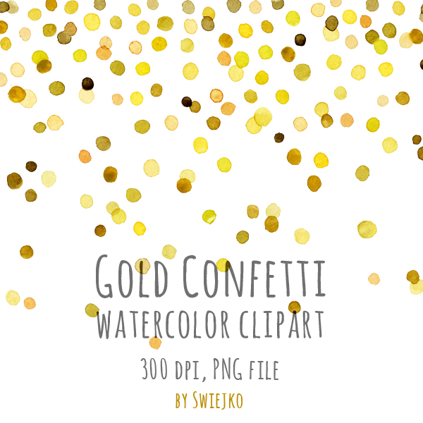 Gold Confetti watercolor clip art