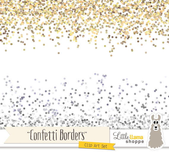 Confetti Border Clip Art Gold Glitter Border by LittleLlamaShoppe