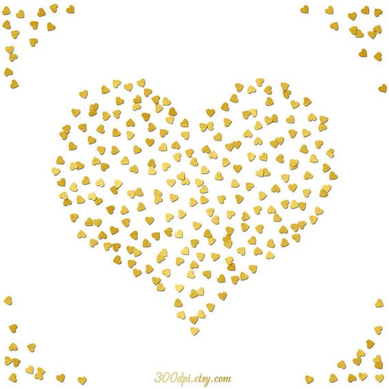 Heart gold foil confetti digital paper border 12x12 inch