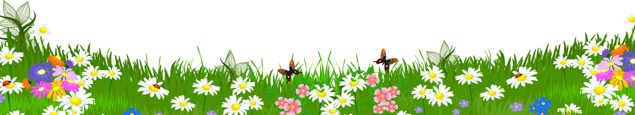 Grass Ground with Flowers PNG Clipart