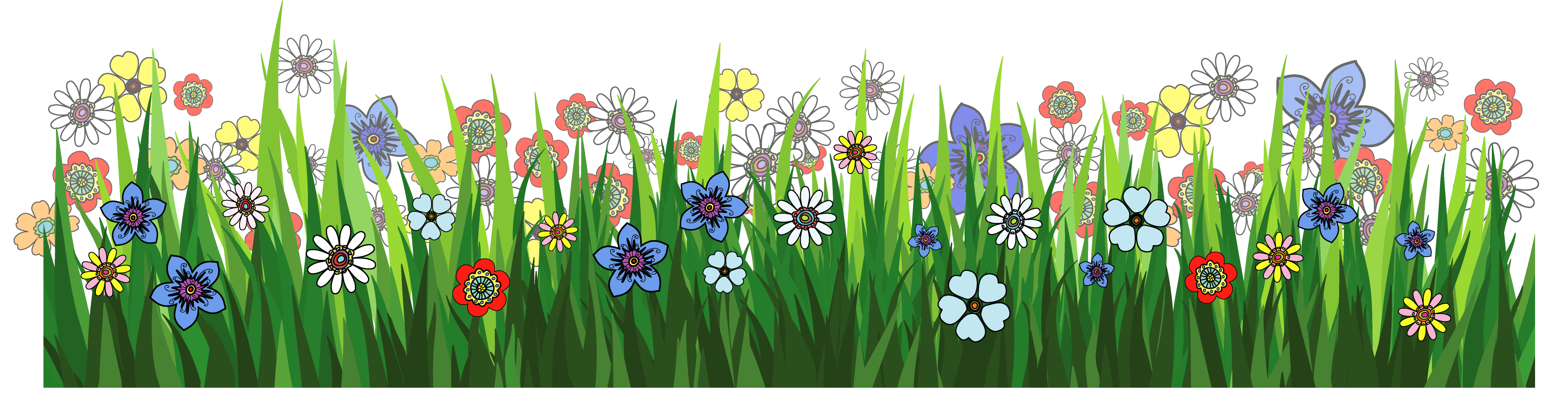 Grass Ground with Flowers PNG Picture